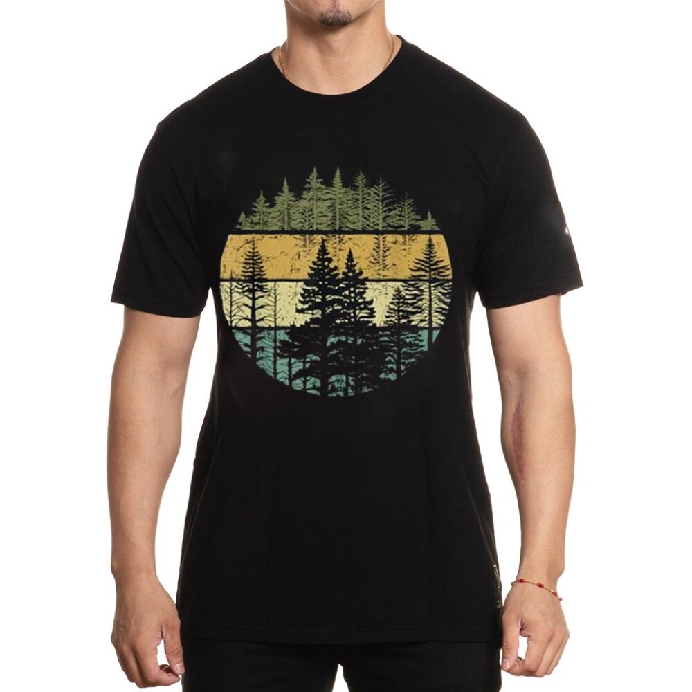 Retro Forest Trees Outdoors Nature Women Men Vintage Graphic T-Shirt